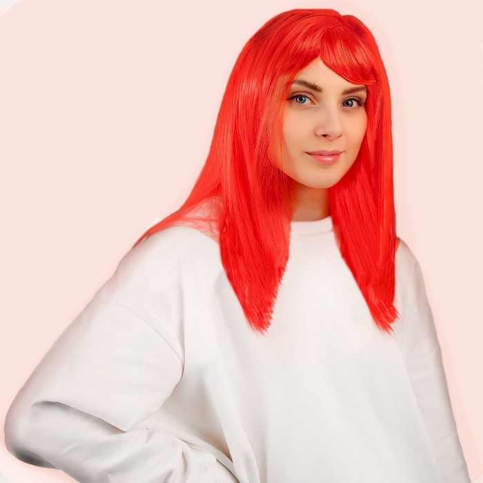 Карнавальный парик, длинные прямые волосы, цвет красный, 120 г