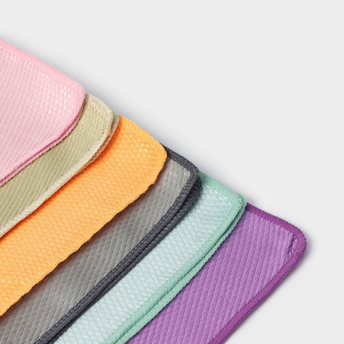 Салфетка для уборки Доляна &laquo;Ромбы&raquo;, для стёкол и зеркал, 30&times;30 см, цвет МИКС