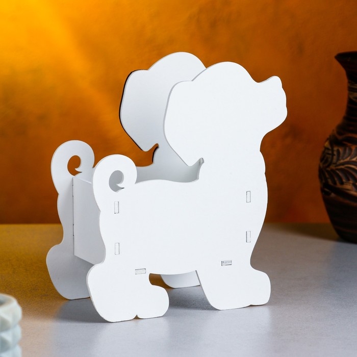 Кашпо деревянное "Далматинец", 15х8х17,5 см, дуб , белый