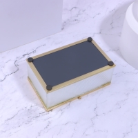 Органайзер для хранения &laquo;RIPPLES&raquo;, с крышкой, стеклянный, с зеркальным дном, с крышкой, 1 секция, 17 &times; 10,5 &times; 7 см, цвет прозрачный/медный