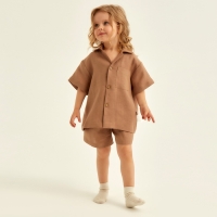 Костюм детский домашний (рубашка и шорты) SL HOME р 32 (110-116), кофейный