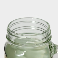 Кружка стеклянная Доляна &laquo;Милитари&raquo;, 450 мл, 10&times;7,5&times;13 см, с ручкой, крышкой и трубочкой