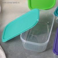 Набор пищевых контейнеров &laquo;Радуга&raquo;, 5 шт: 250 мл, 450 мл, 800 мл, 1,3 л, 2,1 л, прозрачные, крышки микс