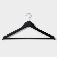 Плечики - вешалки для одежды Доляна, 44,5х23 см, 3 шт, с перекладиной, широкие плечики, деревянные сорт B, цвет чёрный Плечики - вешалки для одежды Доляна, 44,5х23 см, 3 шт, с перекладиной, широкие плечики, деревянные сорт B, цвет чёрный