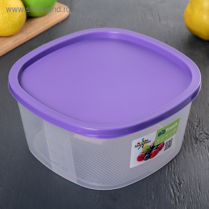 Контейнер для продуктов с мерной шкалой «BioFresh», 2,65 л, прозрачный, крышка микс Контейнер для продуктов с мерной шкалой «BioFresh», 2,65 л, прозрачный, крышка микс