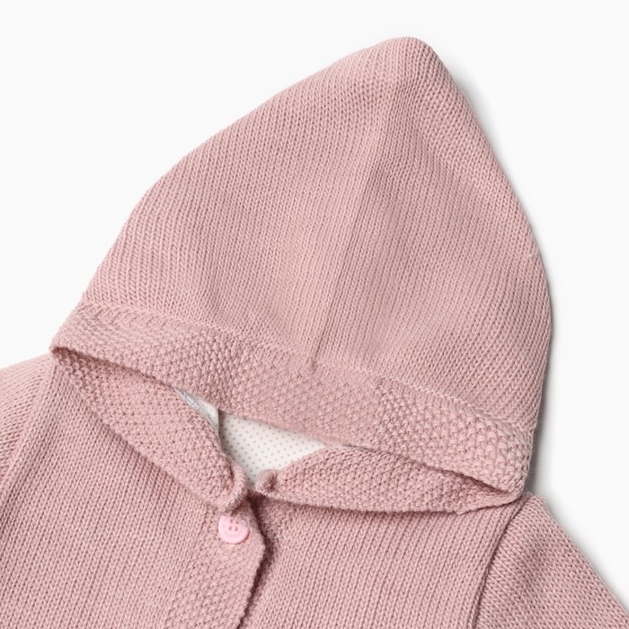 Джемпер вязаный Крошка Я с капюшоном рост 68-74 см, розовый