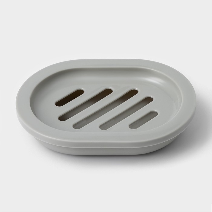 Набор для ванной &laquo;Эталон&raquo;, 4 предмета: дозатор для мыла, мыльница, 2 стакана, 24&times;8&times;17 см, цвет серый