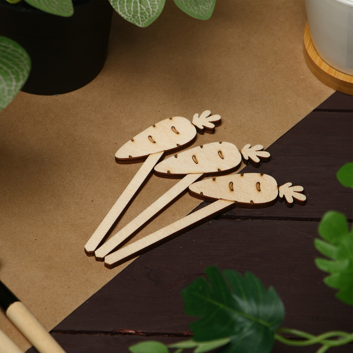 Таблички садовые для маркировки, 12 см, набор 8 шт., дерево, &laquo;Морковь&raquo;, Greengo