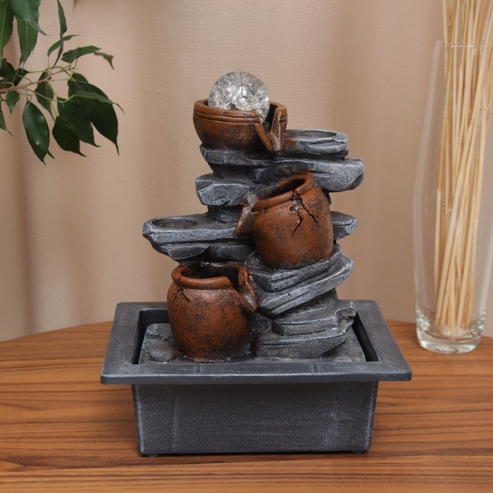 Фонтан Фонтан "Расколотые бочки на камнях" 28х23 см (с подсветкой)