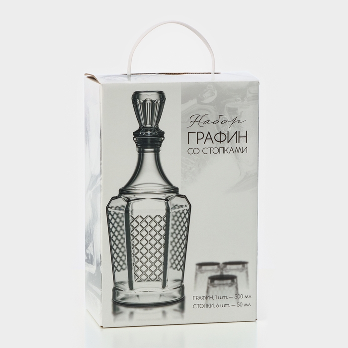 Набор стеклянный для напитков &laquo;Дионис&raquo;, 7 предметов: графин 500 мл, стопки 50 мл, подарочная упаковка