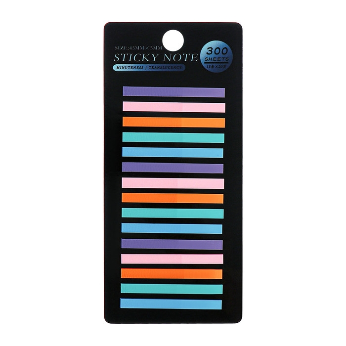 Блок-закладка с липким краем пластик 20л х 15 штук, 5 цв. пастель, 45мм х 4мм  CALLIGRATA