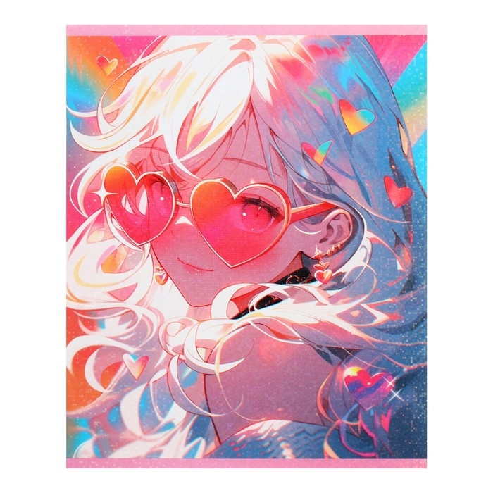 Тетрадь 48 листов в клетку Calligrata TOP Тетрадь 48 листов в клетку Calligrata TOP "В розовых очках", обложка мелованный картон, голография, блок офсет, белизна 95%, МИКС