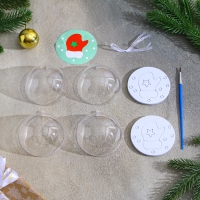 Ёлочное украшение под раскраску &laquo;Варежка&raquo; размер: 8 см; 2 шт., кисть