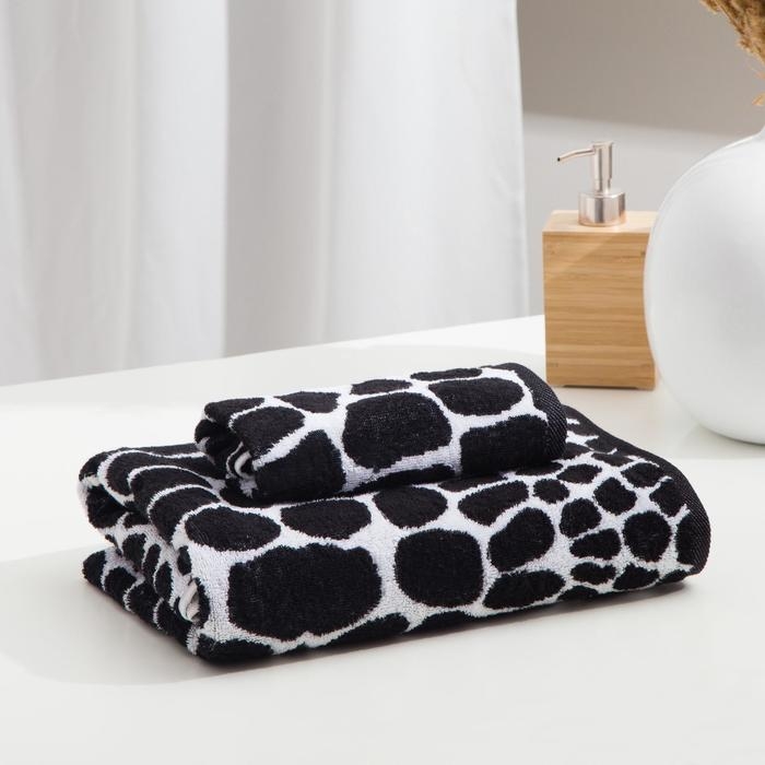 Полотенце махровое Этель ЧБ &laquo;Змея&raquo;, пестроткань, 30х60 см