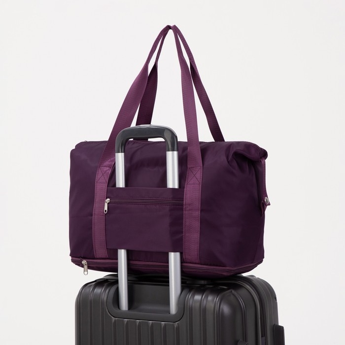 Сумка спортивная на молнии, с увеличением, наружный карман, цвет фиолетовый Сумка спортивная на молнии, с увеличением, наружный карман, цвет фиолетовый