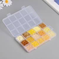 Бисер стекло 6/0, 8/0, 12/0 в шкатулке "Жёлтый" стеклярус 15,5х9,5х1,6 см Бисер стекло 6/0, 8/0, 12/0 в шкатулке "Жёлтый" стеклярус 15,5х9,5х1,6 см