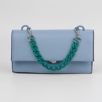 Цепочка для сумки, с карабинами, пластиковая, 23 × 17 мм, 30 см, цвет зелёный/серебряный Цепочка для сумки, с карабинами, пластиковая, 23 × 17 мм, 30 см, цвет зелёный/серебряный