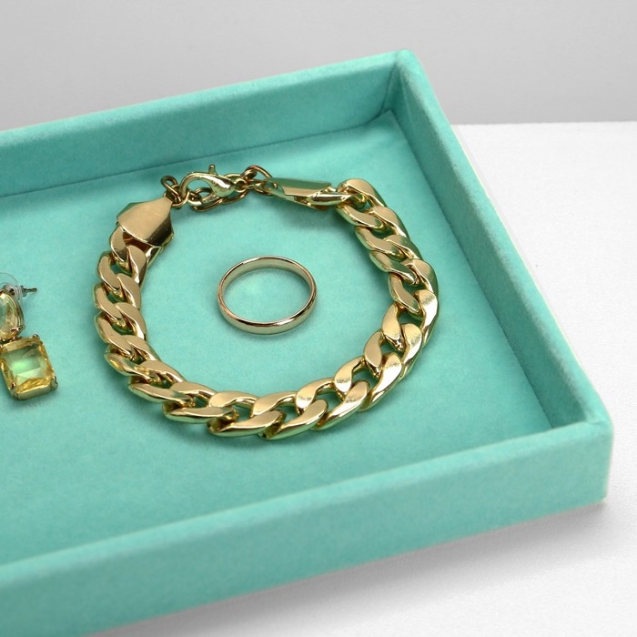 Подставка для украшений универсальная без вставок, флок, 21&times;12,3&times;2,5 см цвет бирюзовый