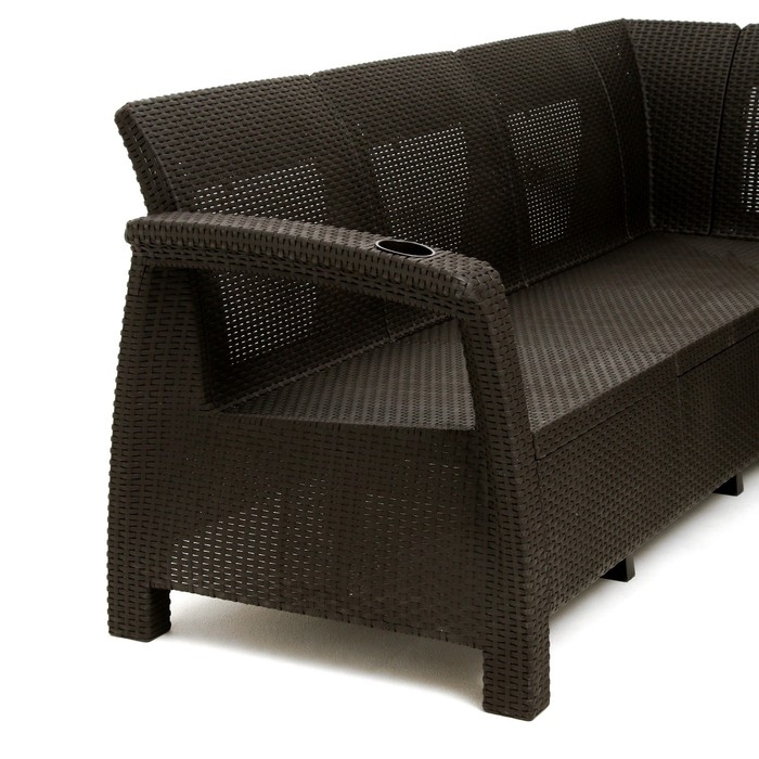 Набор садовой мебели: диван угловой и стол, мокко Набор садовой мебели: диван угловой и стол, мокко