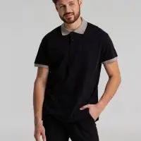 Рубашка поло Prince 190 черная с серым, размер M