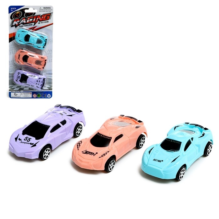 Набор инерционных машин &laquo;Рейсер&raquo;, 3 штуки, МИКС