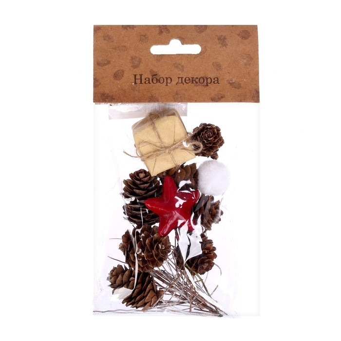 Набор новогоднего декора "Незабываемый праздник" размер шишек: 1,5 &times; 2 см