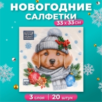 Новогодние салфетки бумажные Home Collection «Добрый песик», 3 слоя, 33х33 см, 20 шт Новогодние салфетки бумажные Home Collection «Добрый песик», 3 слоя, 33х33 см, 20 шт