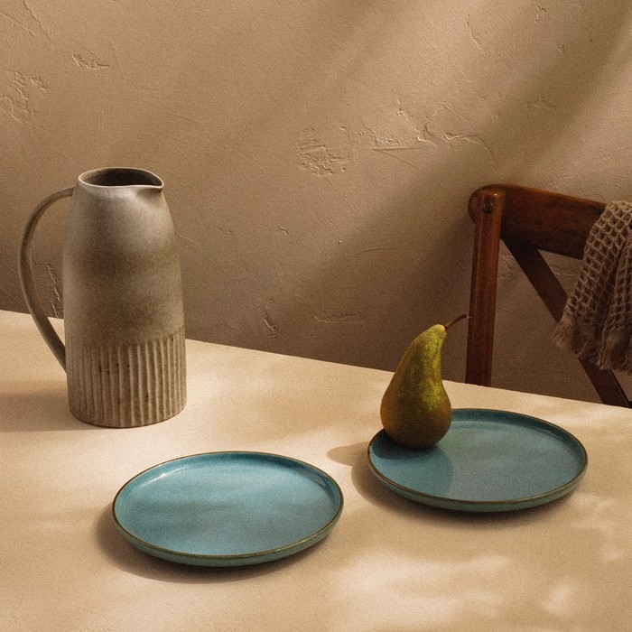 Набор тарелок фарфоровых SL Home «Аззура», d=20,3 см, цвет бирюзовый Набор тарелок фарфоровых SL Home «Аззура», d=20,3 см, цвет бирюзовый