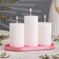 Подсвечник овальный из гипса,17,5х9х1,5см,розовый Подсвечник овальный из гипса,17,5х9х1,5см,розовый