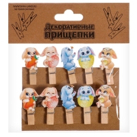 Прищепки декоративные &laquo;Милые зайчики&raquo;, набор 10 шт., 1,5 &times; 12 &times; 14 см