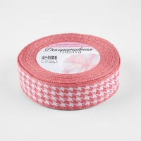 Лента декоративная «Гусиная лапка», 25 мм, 9 ± 0,5 м, цвет розовый/белый Лента декоративная «Гусиная лапка», 25 мм, 9 ± 0,5 м, цвет розовый/белый