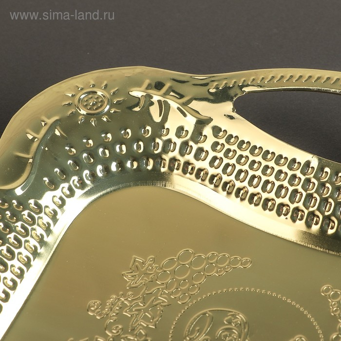 Поднос из нержавеющей стали с ручками &laquo;Изобилие. Золото&raquo;, 38&times;25&times;2,7 см, цвет золотой