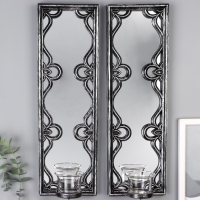 Подсвечник пластик, стекло на 1 свечу "Зеркальные узоры" набор 2 шт d-4 см сереб. 8х13х40 см 90688 Подсвечник пластик, стекло на 1 свечу "Зеркальные узоры" набор 2 шт d-4 см сереб. 8х13х40 см 90688