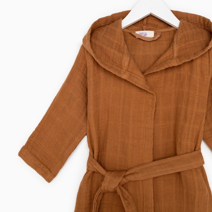 Халат детский муслиновый LoveLife (6 лет, рост 116-122 см), цвет корицы, 100% хлопок, 235 гр/м2