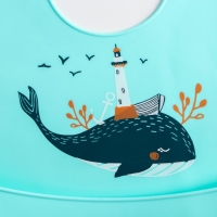 Нагрудник для кормления «Кит» силиконовый с карманом, цвет голубой Нагрудник для кормления «Кит» силиконовый с карманом, цвет голубой