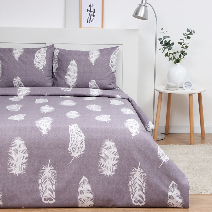Постельное бельё Экономь и Я евро Feather 200*215см,200*215см,50*70см-2 шт, полисатин, 80 г/м&sup2;
