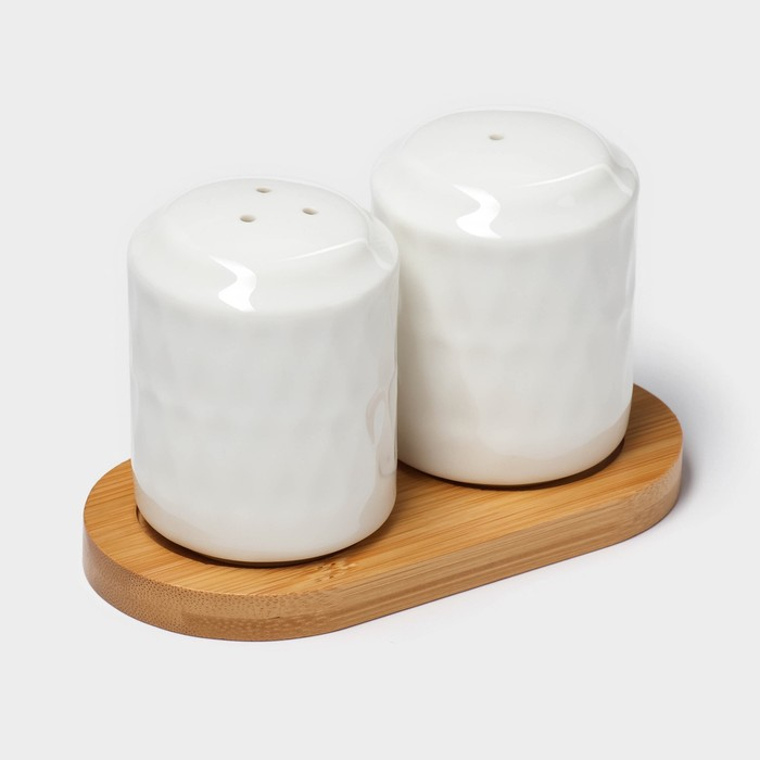 Набор фарфоровый для специй на деревянной подставке BellaTenero «Герда», 2 предмета: солонка 85 мл, перечница 85 мл, цвет белый Набор фарфоровый для специй на деревянной подставке BellaTenero «Герда», 2 предмета: солонка 85 мл, перечница 85 мл, цвет белый