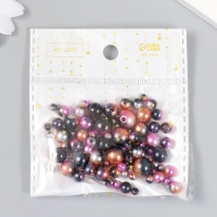 Бусины для творчества пластик "Круглые. Градиент. Русалка бордо" d=3-8мм, набор 10 гр