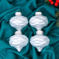 Ёлочные игрушки "Глория луковки волны" (набор 4 шт) 7х7 см, белый