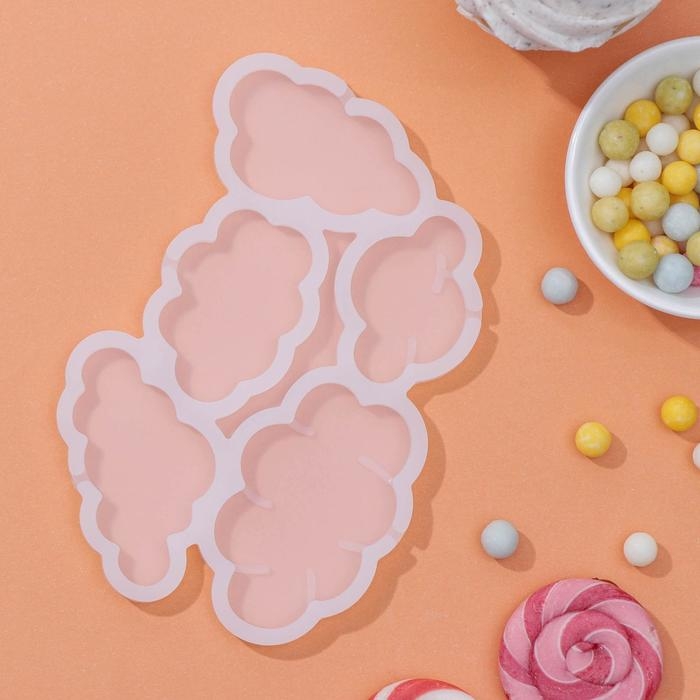 Форма для леденцов &laquo;Облачка&raquo;, силикон, 15&times;10,5&times;0,7 см, 5 ячеек, цвет белый