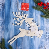 Украшение ёлочное "Олень бегущий со звёздами" 22х24 см, белый Украшение ёлочное "Олень бегущий со звёздами" 22х24 см, белый
