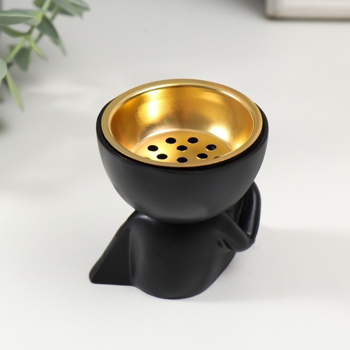 Подставка под благовония полистоун Подставка под благовония полистоун "Человечек сидит" чёрный 6,7х6х6,8 см