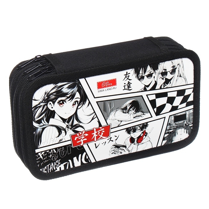 Пенал 3 секции, 125 х 205 х 55 мм, Calligrata 30П26/3 Пенал 3 секции, 125 х 205 х 55 мм, Calligrata 30П26/3 "Аниме", ламинированный картон