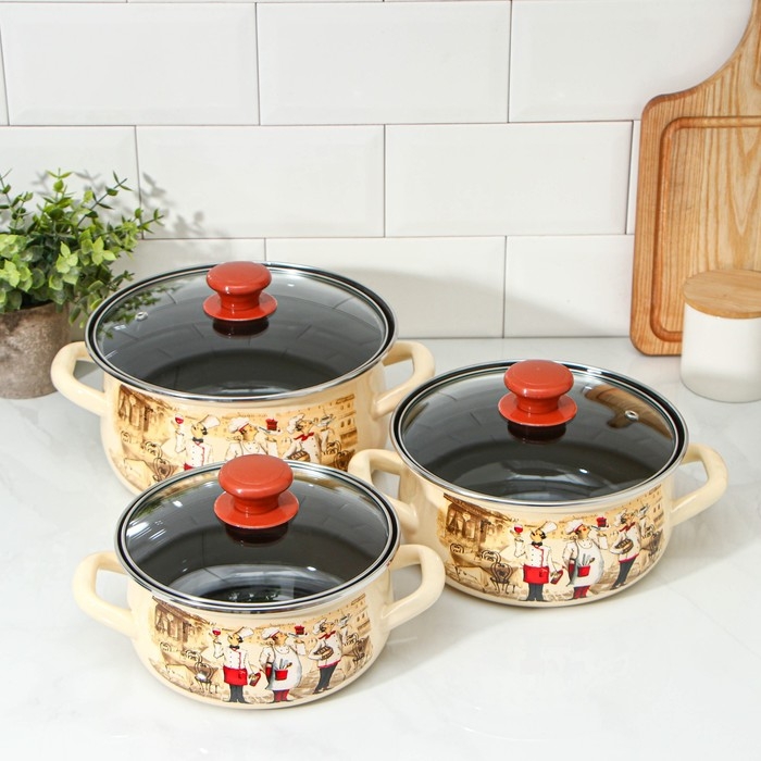 Набор кастрюль &laquo;Сомелье-Экстра&raquo;: 3 предмета: 1.5, 2, 3 л