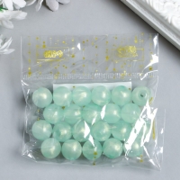 Бусины пластик "Шарики светло-зелёные с блёстками" светятся в темноте 20 гр d=1,2 см