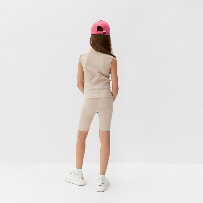 Комплект для девочки (майка и велосипедки) MINAKU, цвет бежевый, рост 128 см Комплект для девочки (майка и велосипедки) MINAKU, цвет бежевый, рост 128 см