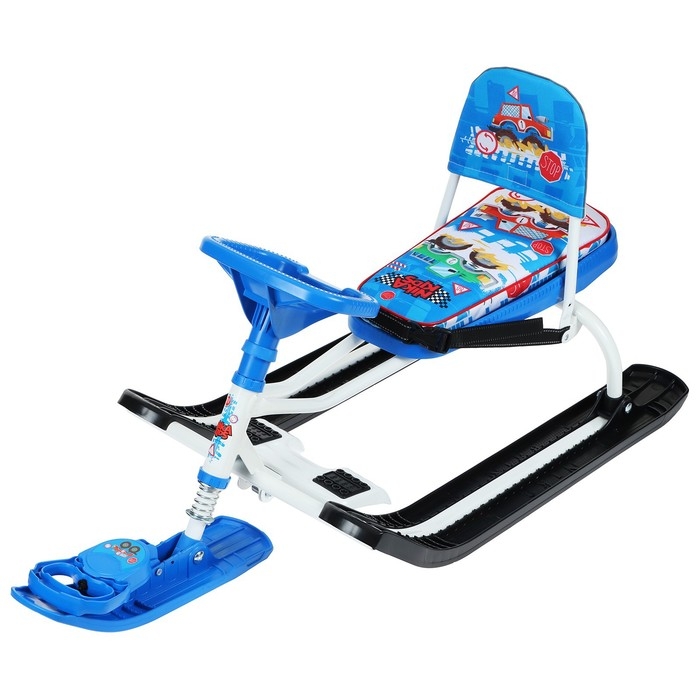 Снегокат «Тимка спорт 4-1», ТС4-1/БГ, со спинкой и ремнём безопасности, цвет белый/голубой Снегокат «Тимка спорт 4-1», ТС4-1/БГ, со спинкой и ремнём безопасности, цвет белый/голубой