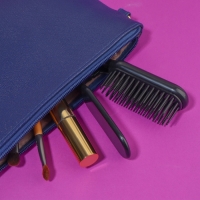 Расчёска массажная, складная, с зеркалом, 3 &times; 10 см, цвет чёрный