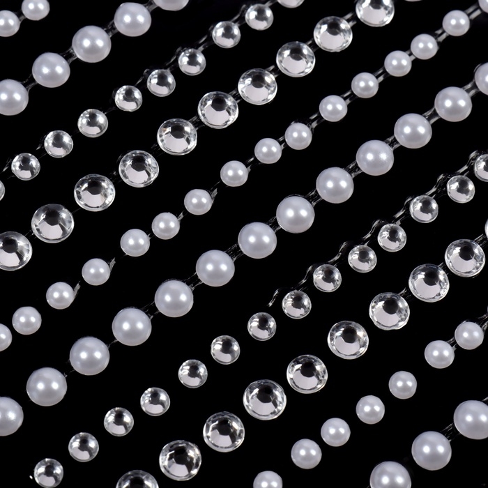 Стразы жемчужные для декора ногтей, на клеевой основе, цвет серебристый/белый