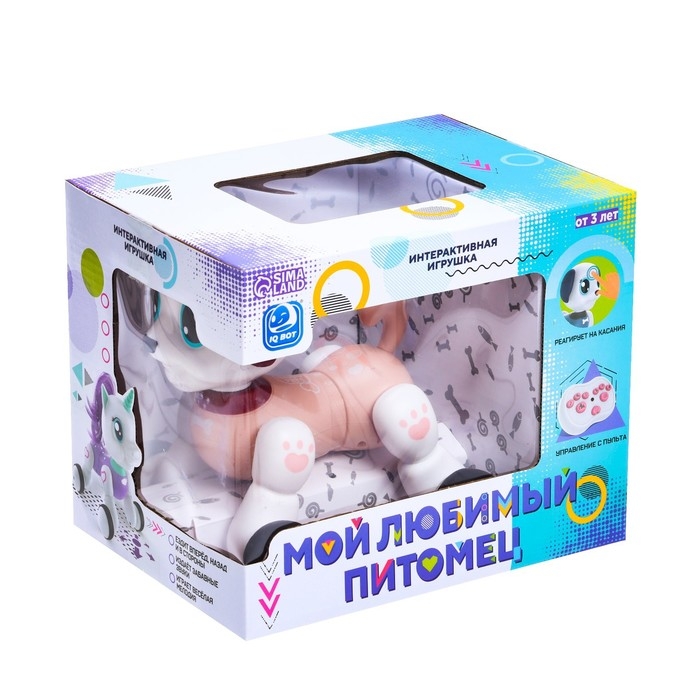 Робот собака &laquo;Мой любимый питомец&raquo; IQ BOT, на пульте управления, интерактивный: звук, музыкальный, сенсорный, на аккумуляторе, бордовый